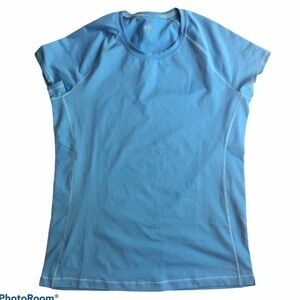 ALO yoga women’s blue cap sleeve athletic workout shirt top size  XXL